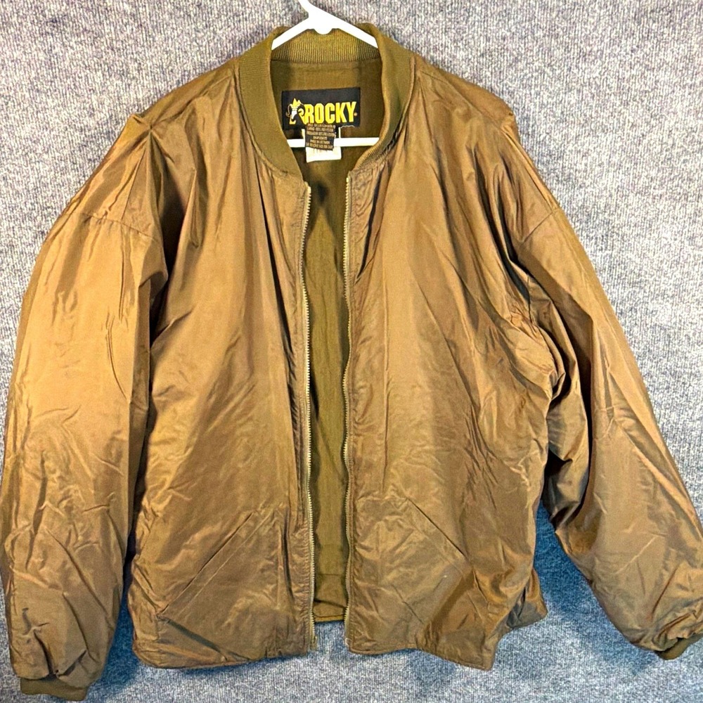 Mens XXLT Jacket, Rocky, Brown, Bomber Thinsulate Insulated Nylon Flight Coat
